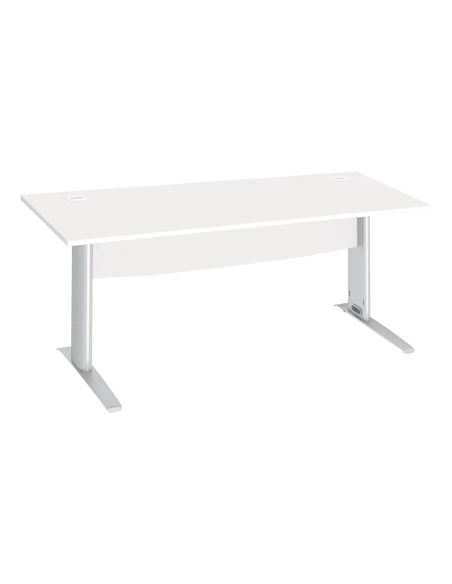 Mesa oficina patas metalicas aluminio en L  180cm blanca