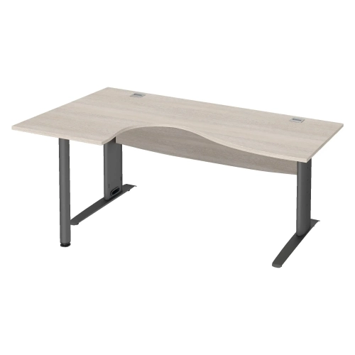 Mesa oficina 160 roble gris ala izq patas metal antracita