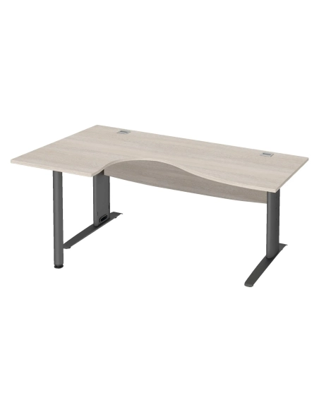 Mesa oficina 160 roble gris ala izq patas metal antracita