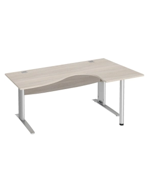 Mesa oficina 160 roble gris ala derecha pata metal aluminio