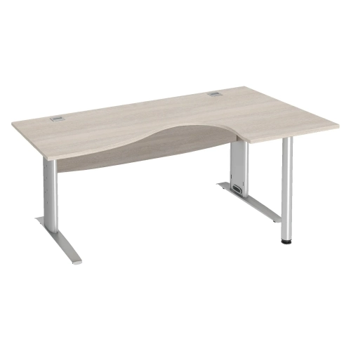 Mesa oficina 160 roble gris ala derecha pata metal aluminio