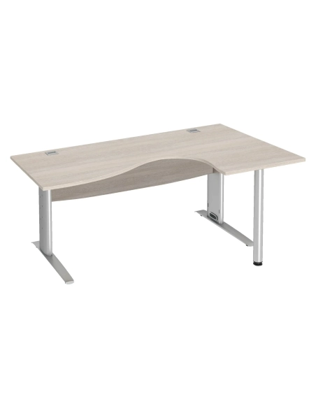 Mesa oficina 160 roble gris ala derecha pata metal aluminio