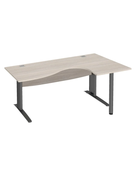 Mesa oficina 160 roble gris ala derecha pata metal antracita