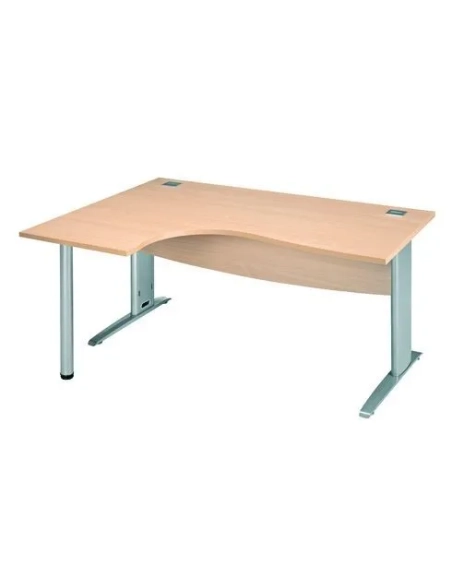 Mesa oficina 160 haya ala izquierda patas metal aluminio