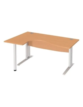 Mesa oficina 160 haya ala izquierda patas metal blanca