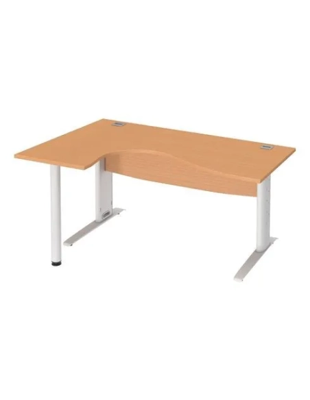 Mesa oficina 160 haya ala izquierda patas metal blanca