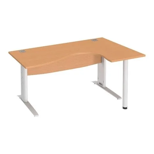 Mesa oficina 160 haya ala derecha patas metal blancas