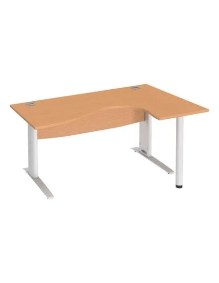 Mesa oficina 160 haya ala derecha patas metal blancas