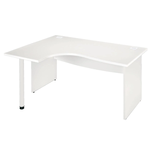 Mesa oficina 160 ala izquierda patas madera rectas blanca