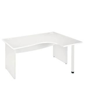 Mesa oficina 160 ala derecha patas madera rectas blanca