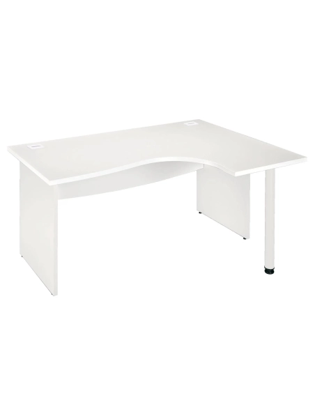 Mesa oficina 160 ala derecha patas madera rectas blanca