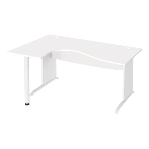 Mesa oficina 160 ala izquierda patas madera en L blanca