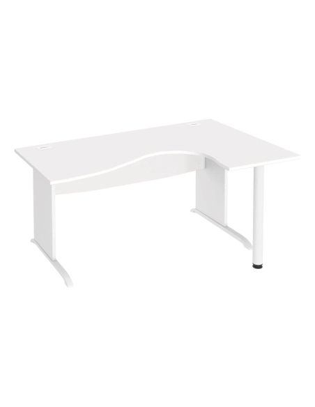 Mesa oficina 180 ala derecha patas madera en L blanca