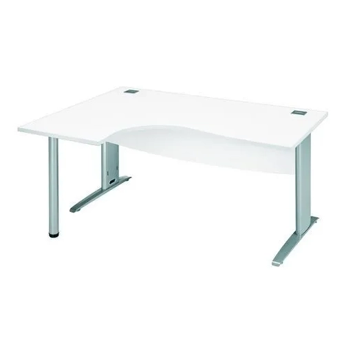 Mesa oficina 160 blanca ala izquierda patas metal aluminio