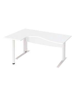 Mesa oficina 160 blanca ala izquierda patas metal blanca