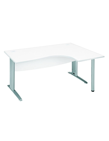Mesa oficina 160 blanca ala derecha patas metal aluminio