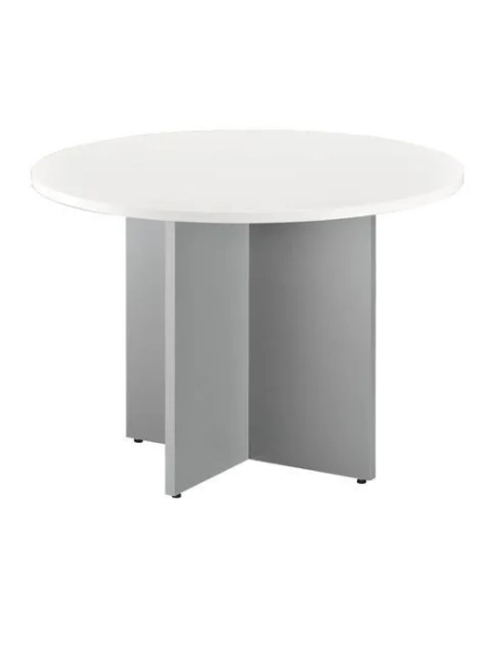 Mesa redonda 100 cm blanca patas en cruz blancas