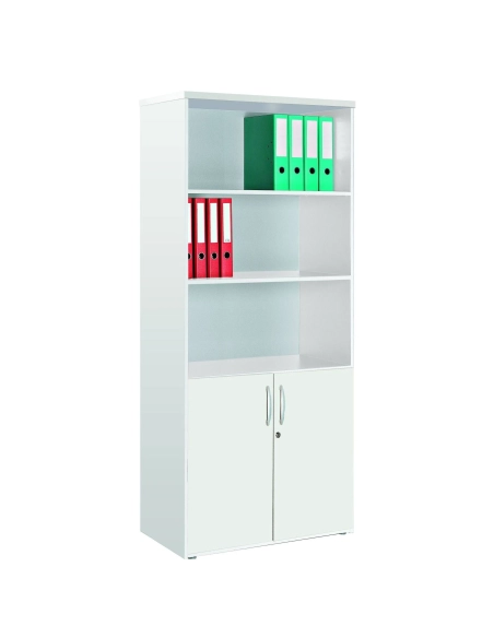 Armario biblioteca alto 182x80 puertas bajas blanco