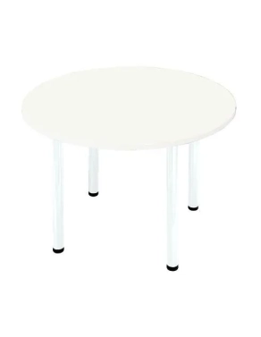 Mesa redonda 120 blanca 4 patas tubo metálico color blancas