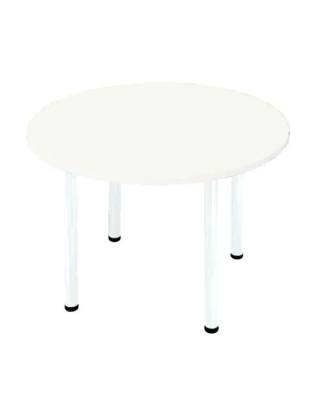 Mesa redonda 120 blanca 4 patas tubo metálico color blancas