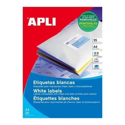 Caja 100 etiquetas removibles Apli 38x21,2mm