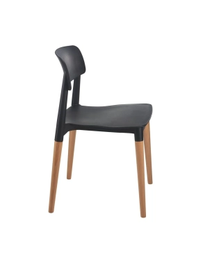 Silla polipropileno patas madera Orea negra