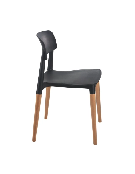 Silla polipropileno patas madera Orea negra