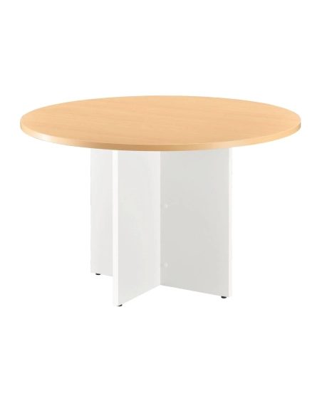 Mesa redonda 120 cm haya pata en cruz blancas