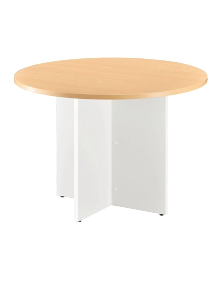 Mesa redonda 100 cm haya pata en cruz blancas