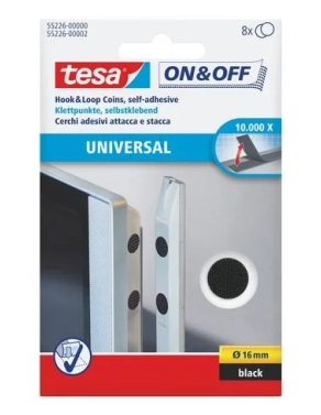 Blister 8 unidades verlcro negro 16 mm Tesa