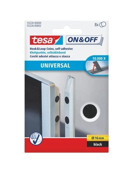 Blister 8 unidades verlcro negro 16 mm Tesa