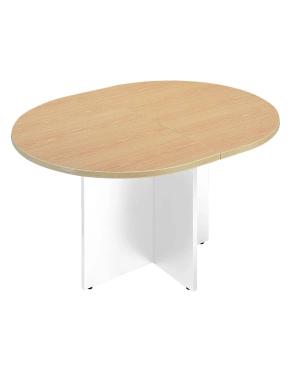 Mesa reunión ovalada extensible haya patas cruz blancas