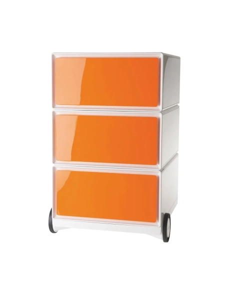 Cajonera con ruedas EasyBox ABS 3 cajones naranja