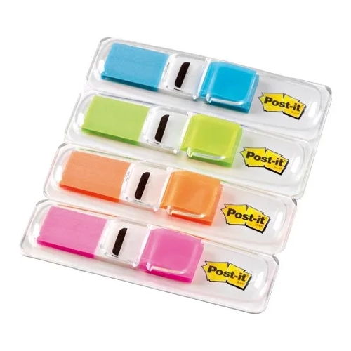 Dispensador marcapáginas estrechos 4 colores néon Post-it 140 hojas