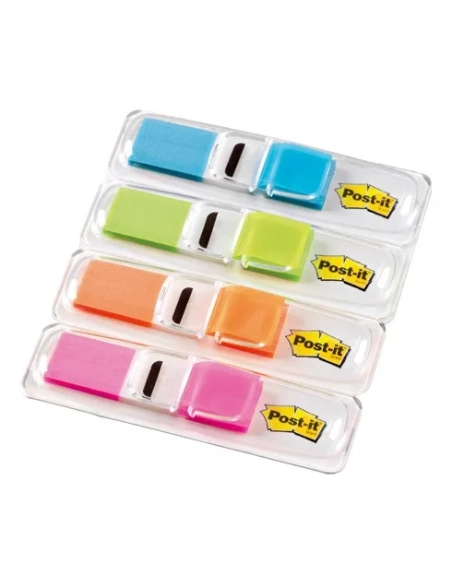 Dispensador marcapáginas estrechos 4 colores néon Post-it 140 hojas