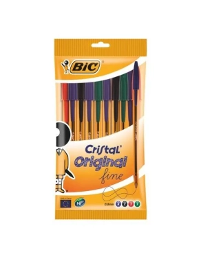Pack 10 boligrafos bic cristal fine surtidos