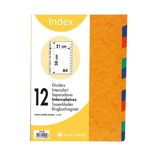 Juego 6 separadores Exacompta A4 225gr colores intensos