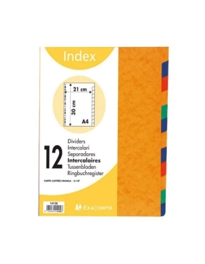 Juego 12 separadores Exacompta A4 225gr colores intensos