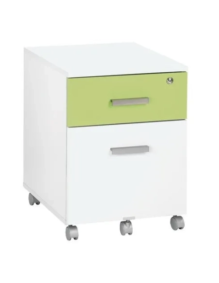 Cajonera Movil Blanco Intuitiv 2 cajones Verde