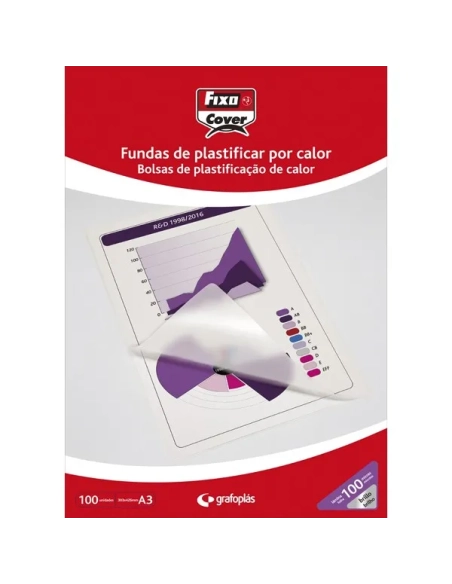Caja 100 fundas plastificar A3 80 micras