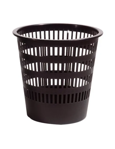 Papelera plastica ranurada conica 16 litros negra