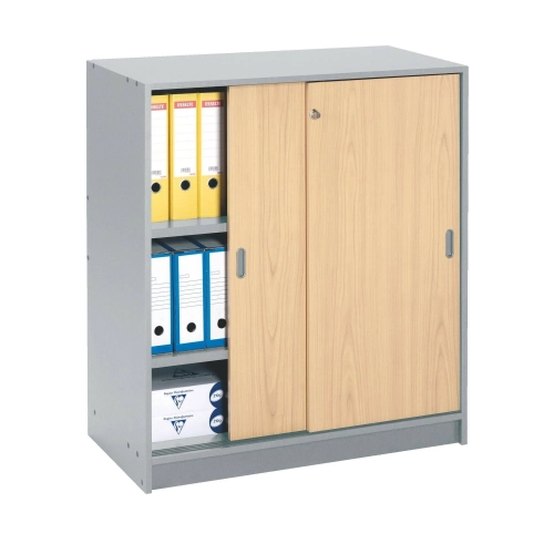 Armario madera 100x90 cm gris puerta corredera haya