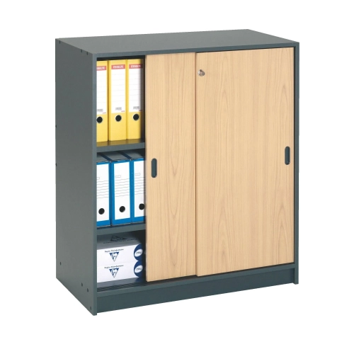 Armario madera 100x90 cm antracita puerta corredera haya