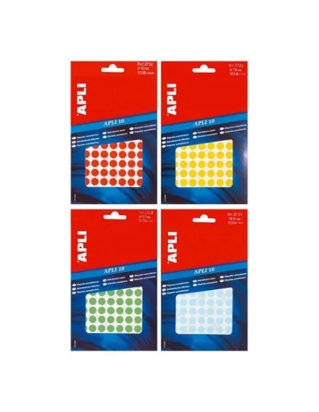 Bolsa 8 hojas 320 etiquetas autoadhesivas 19 mm rojas Apli 10