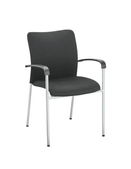 Silla visitante 4 patas con brazos Siracusa  negra