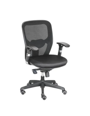 Silla oficina negra con reposabrazos Anzio respaldo malla