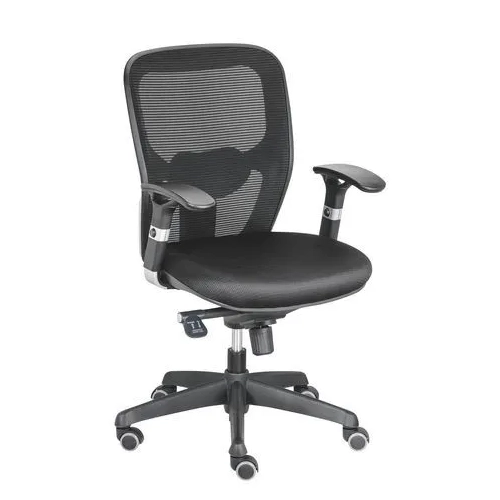 Silla oficina negra con reposabrazos Anzio respaldo malla