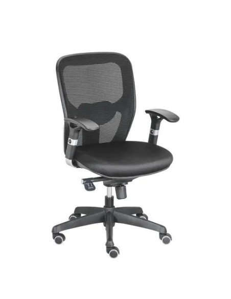 Silla oficina negra con reposabrazos Anzio respaldo malla