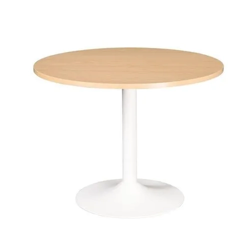 Mesa redonda 120 cm haya pata metálica columna color blanca