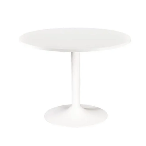 Mesa redonda 100 blanca pata metálica columna color blanca